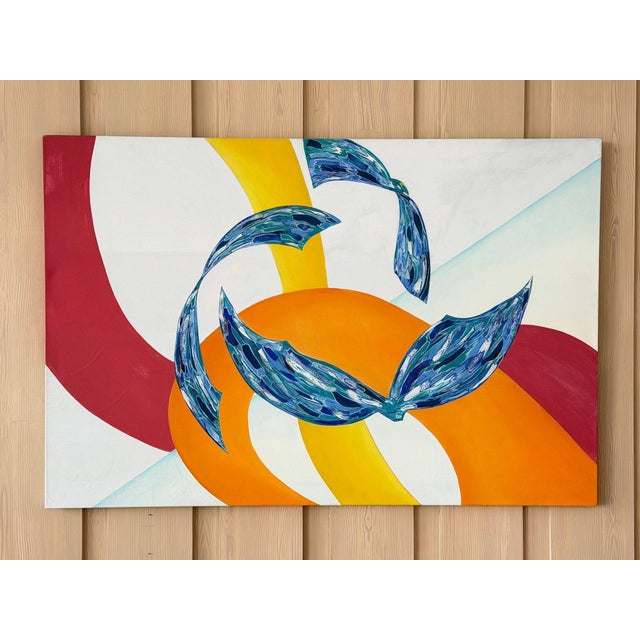 Large Format Mid-century Modern Abstract Oil Painting Progression No 13 by Peabody - 72” Make a bold statement with this...