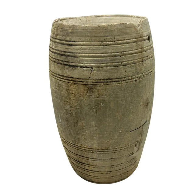 Farmhouse Vintage Indian Wood Vessel For Sale - Image 3 of 5