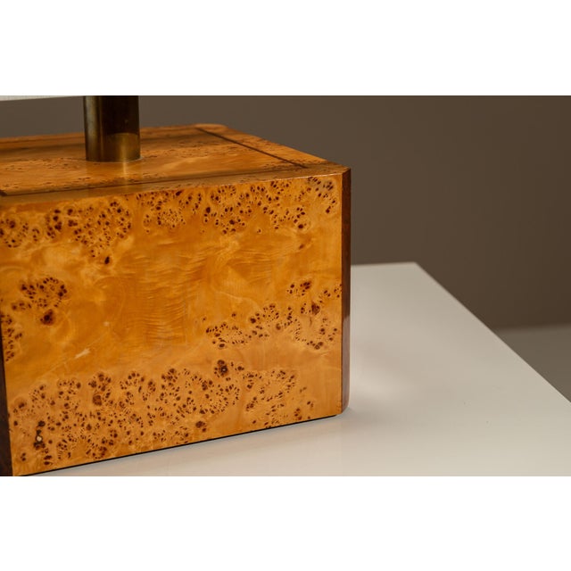Table Lamp in Walnut Burl and Brass by Gabriella Crespi, Italy, 1970s For Sale - Image 13 of 15