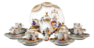 Coffee Mocha and Dessert Set for Six Persons from Meissen, Set of 25