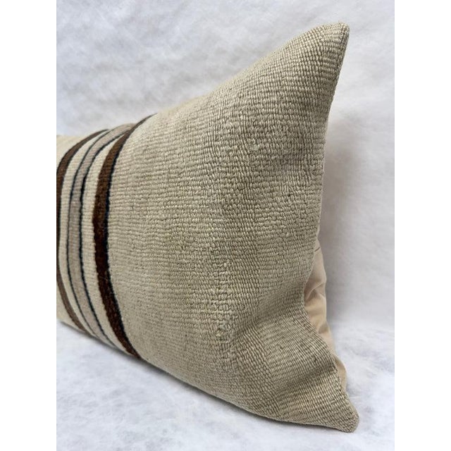 Contemporary Turkish Hemp Pillow Cushion Natural Beige Brown Black Pillow Cushion Cover 16" x 24" For Sale - Image 3 of 4