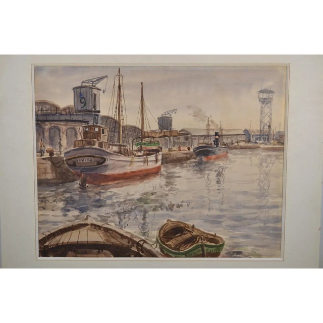 J. Villena (20th century) “On the port” Watercolor signed at bottom left. Dimensions at sight: 14.6 x 19.3 in A second...