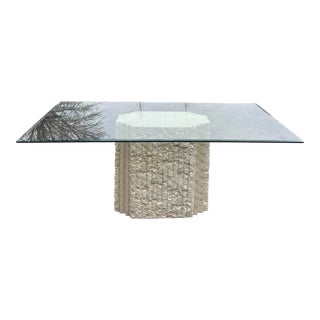 1980s Vintage Tessellated Stone & Glass Dining Table For Sale