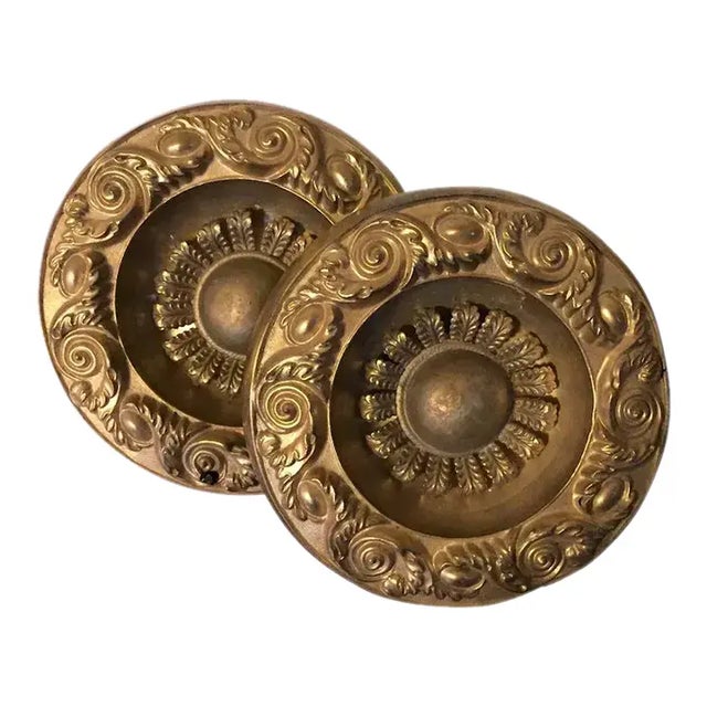 Antique 19th Century American Federal Empire Gilt Spun Brass Drapery Tie Backs - A Pair For Sale - Image 12 of 13