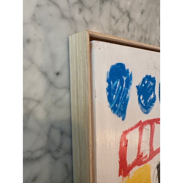 Acrylic, paint stick, and pencil on cradled wood panel, 12 x 12 x .75. Edges painted white, back wired, ready to hang. Can...