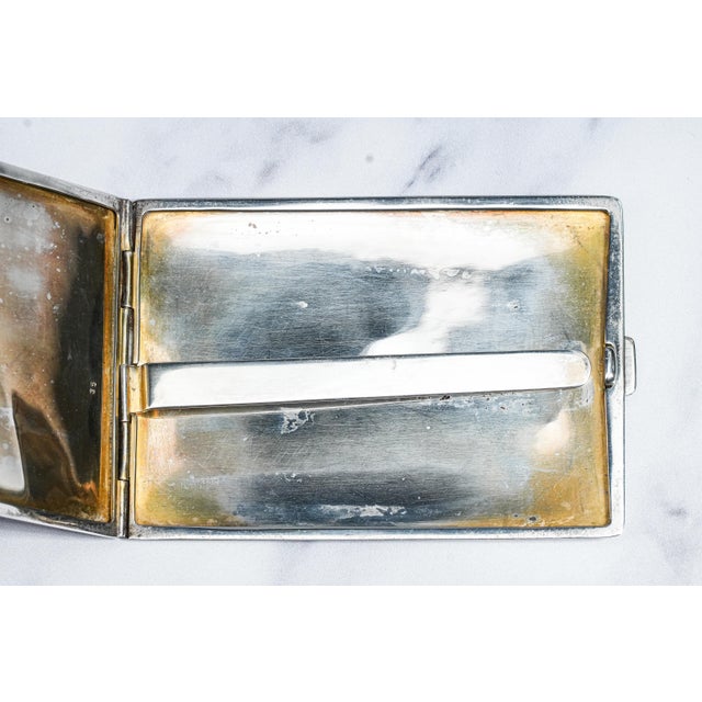Exquisite Thomae Co. Sterling Silver Springer Spaniel Dog Hand Painted Enamel Antique Art Deco Cigarette Card Case For Sale - Image 11 of 14