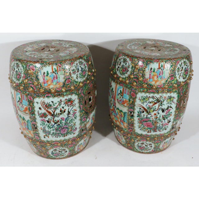 Chinese Chinese Export Rose Medallion Porcelain Garden Seats, a Pair Circa 1860 For Sale - Image 3 of 14