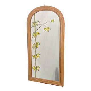 Italian Arched Mirror in Rattan Wicker, 1960s-1970s For Sale