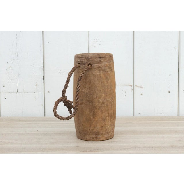 Wood Vintage Indian Slim Milk Pot-Lugri For Sale - Image 7 of 7