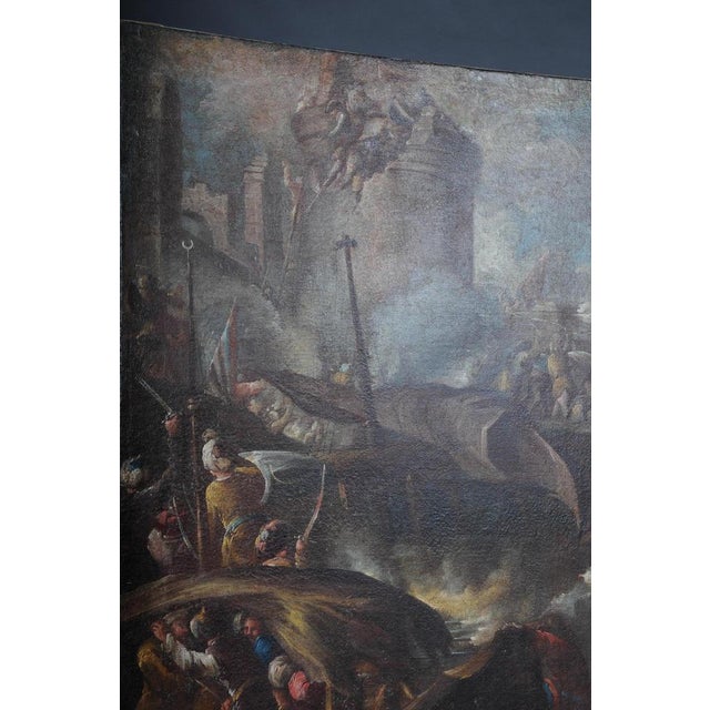 Ottoman Artist, Battle Scene, 1740, Oil on Canvas For Sale - Image 14 of 18