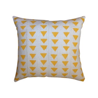 Yellow Triangle Mud Cloth Pillow For Sale