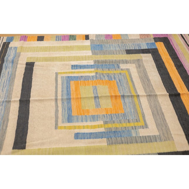 Textile Fine Contemporary Turkish Kilim Flat Weave Wool Rug 5'8" X 8'0" For Sale - Image 7 of 12