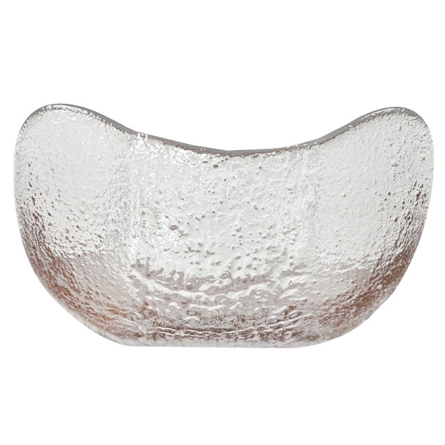 Vintage Swedish Glass Bowl by Christer Sjögren for Lindshammar Glasbruk, 1970s For Sale