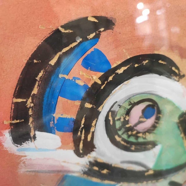 Blue Umberto Mastroianni, Composition, 1975, Painting on Cardboard For Sale - Image 8 of 17