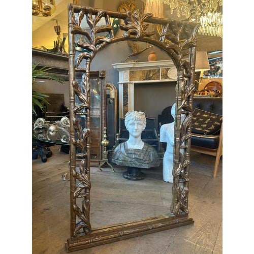 Gold Vintage French Gold Giltwood and Faux Bamboo Mirror, 1920s For Sale - Image 8 of 10