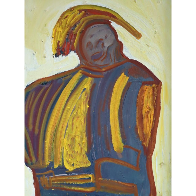 Mid-Century Modern 'The Exchange' Vintage Original Abstract Figurative Oil Painting, Framed For Sale - Image 10 of 11