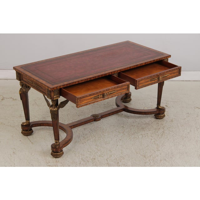 1990s Maitland Smith French Empire Leather Top Desk For Sale - Image 5 of 18