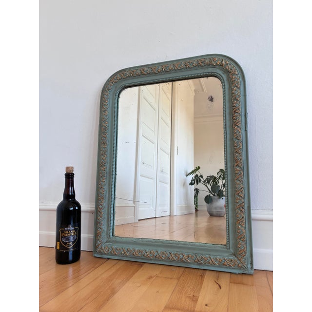 Late 19th Century Antique French Louis Philippe Mirror – Green and Gold, Late 19th Century For Sale - Image 5 of 9