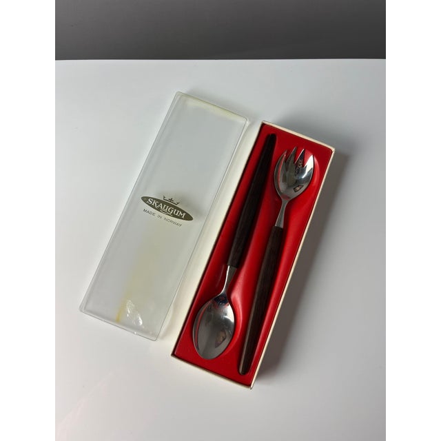 Brown Teak Salad Servers from Skaugum, Set of 2 For Sale - Image 8 of 8