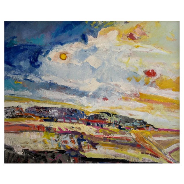 Jean Krillé, Landscape No. 92, Oil on Wood, 1980s For Sale
