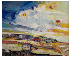 Jean Krillé, Landscape No. 92, Oil on Wood, 1980s
