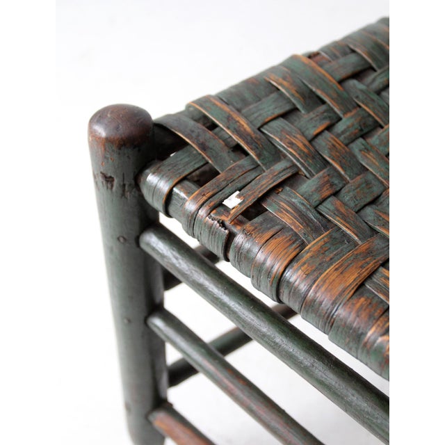 Antique Primitive Ladder Back Chair With Splint Seat For Sale - Image 6 of 14