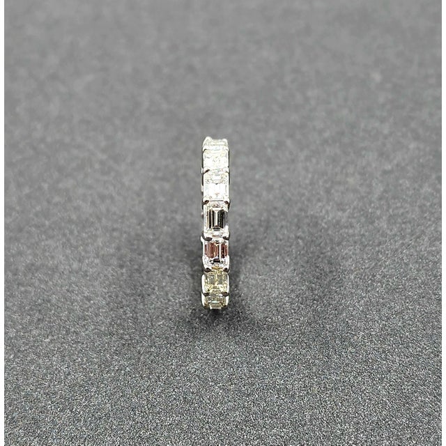 3.86 Ct Emerald Cut East West Eternity Ring Size 6 For Sale - Image 9 of 9