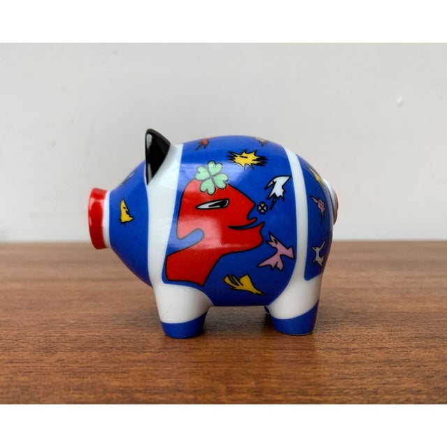 Blue Small Postmodern Piggy Penny Bank by Ambrogio Pozzi & Sieger Design for Ritzenhoff For Sale - Image 8 of 17
