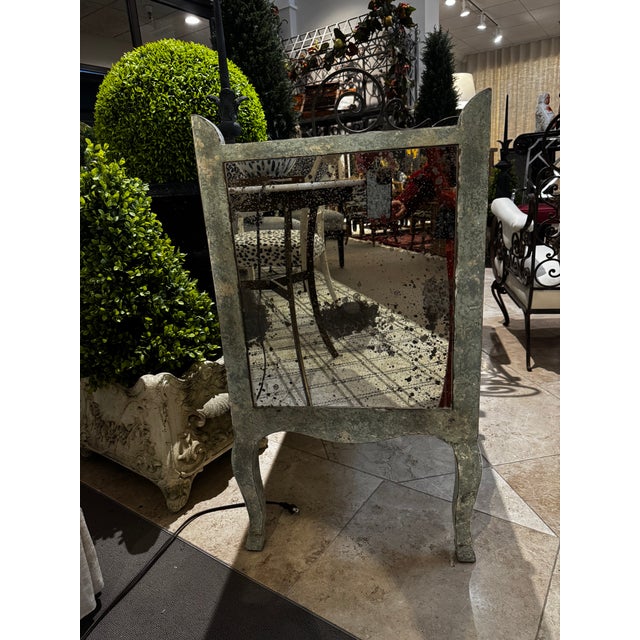 French Country Green Crack Chest With Antique Mirrored Drawers For Sale - Image 3 of 4