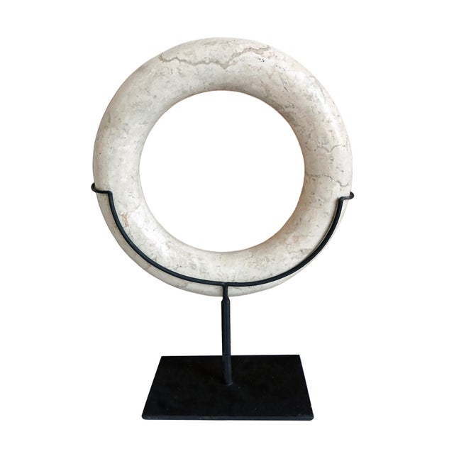 Marble Ring Sculpture on Stand For Sale In New York - Image 6 of 14