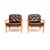 A smart, stylish and very comfortable pair of Swedish vintage leather and birch armchairs by Ingemar Thillmark for OPE....