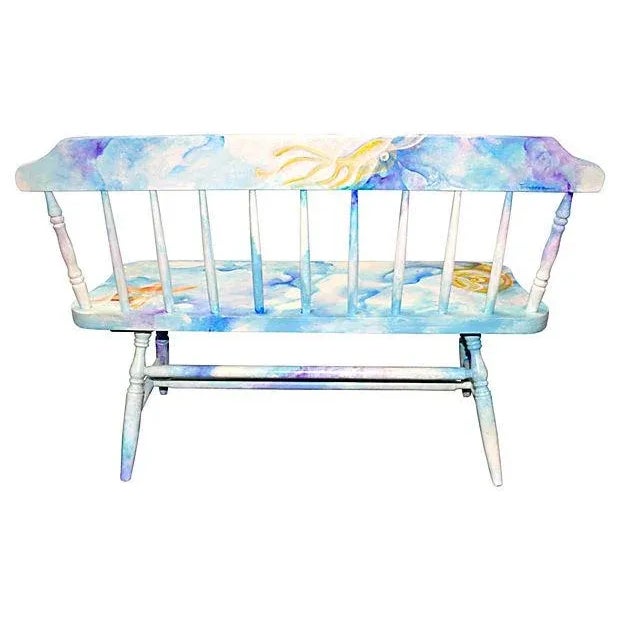 1950s Wooden Bench with Marine Motif For Sale - Image 5 of 7