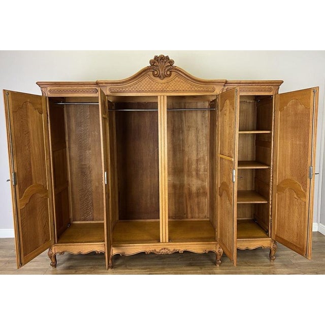 Vintage French Louis XVI Style Wardrobe in Oak For Sale - Image 14 of 18