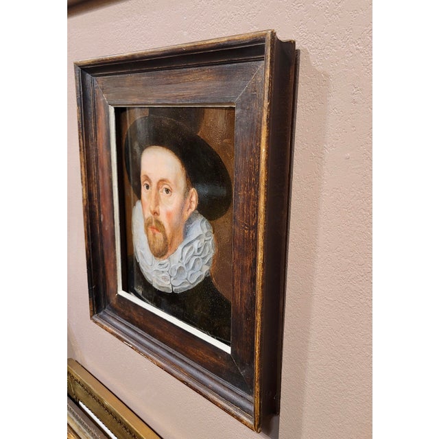 17th Century Flemish School-Portrait of a Dutch Man W/Ruff Collar & Black Hat- Oil Painting For Sale In Los Angeles - Image 6 of 7