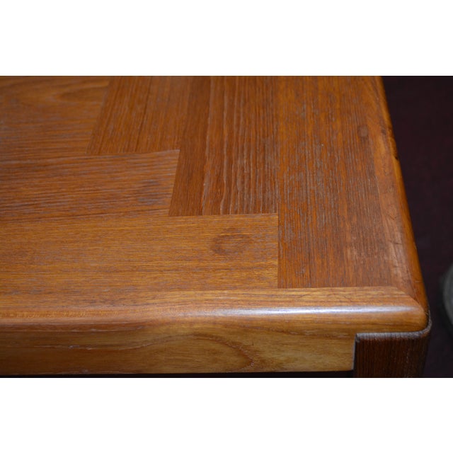 Pair Mobelfabrik Denmark Golden Solid Teak Wood Rectangular End / Side Tables - Mid Century For Sale - Image 10 of 17