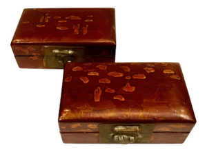Early 19th Century Chinese Boxes With Oriental Figures - a Pair