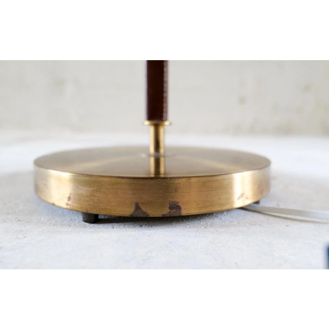 Mid-Century Modern Brass and Brown Leather Floor Lamp from Falkenbergs Belysning, Sweden, 1960s For Sale - Image 10 of 13