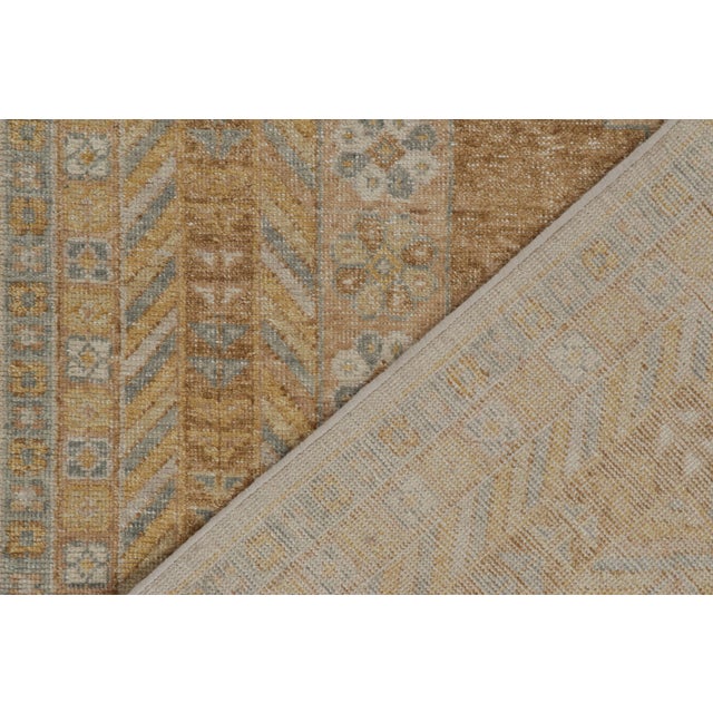 Textile Rug & Kilim’s Distressed Tribal Style Rug in Gold, Gray and Blue Patterns For Sale - Image 7 of 7