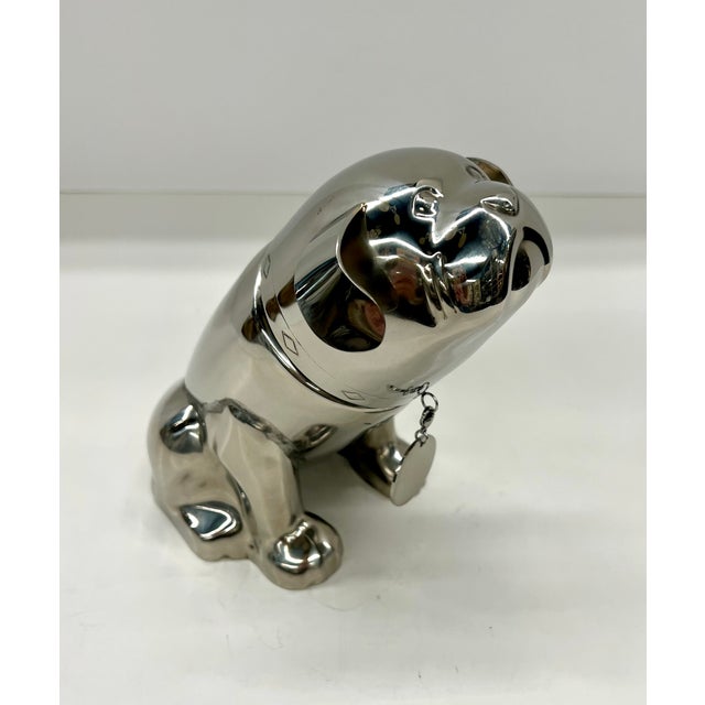 Pottery Barn Pottery Barn Bulldog Cocktail Shaker and Bulldog Wine Stoppers (Stainless Steel) – Sculptural Bar Cart Statement Piece - 3pcs For Sale - Image 4 of 12