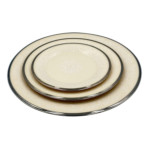 1990s Lenox Moonspun China Platinum Trim Dinner, Salad, Bread 3pc Plate Set