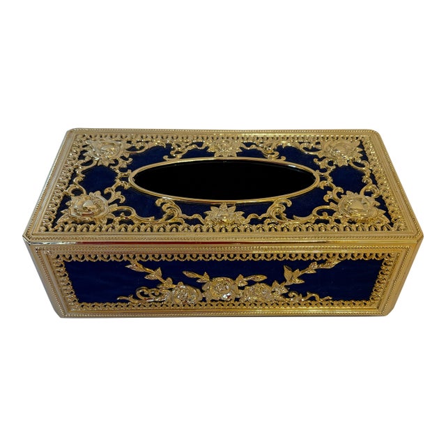Vintage 1960's Hollywood Regency Ornate Tissue Box Cover For Sale