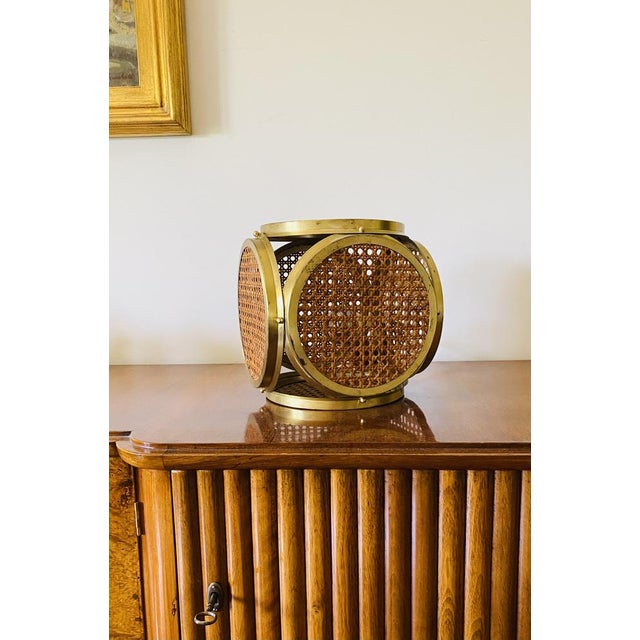 Hollywood Regency Italian Lamps in Brass and Vienna Straw, 1970s, Set of 2 For Sale - Image 6 of 18