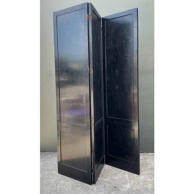 Wood Vintage Neoclassical Gilt Tipped Folding Screen For Sale - Image 7 of 12