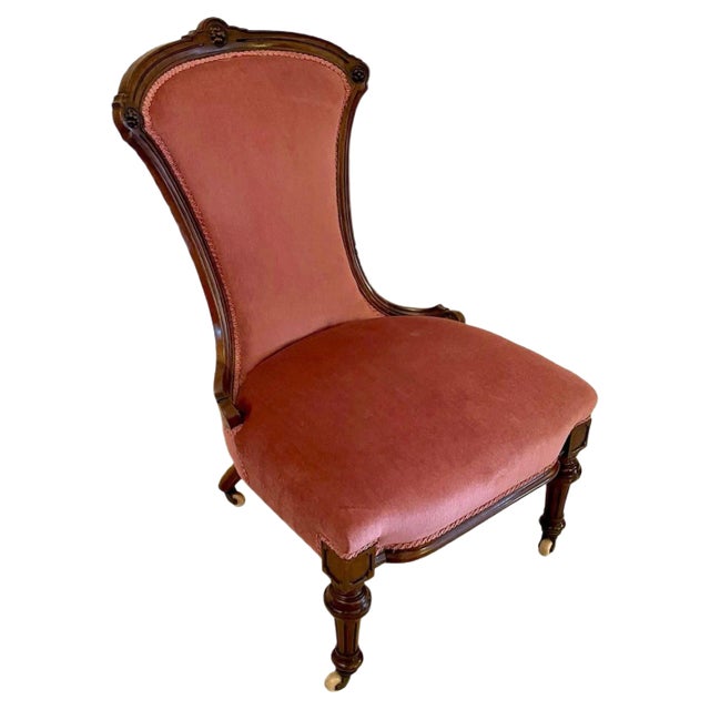 Antique Victorian Walnut Lady's Chair For Sale