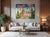 Blue "Marrakesh Ii" by Javiera Da Fonseca Ilić, Marrakesh Morocco, Warm Terracotta Tropical Rooftop Scene, Golden Hour Cityscape, Original Oil Painting For Sale - Image 8 of 9