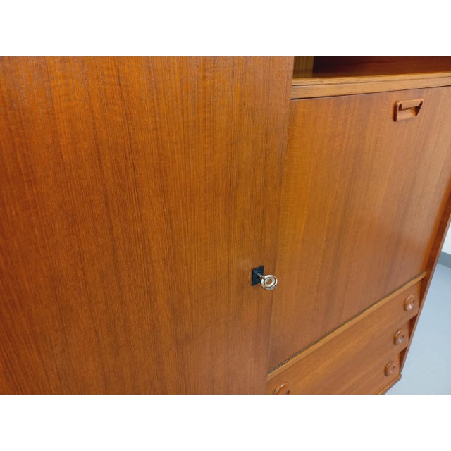 Wood Vintage Scandinavian Style Teak Secretaire Cabinet, 1960s For Sale - Image 7 of 17