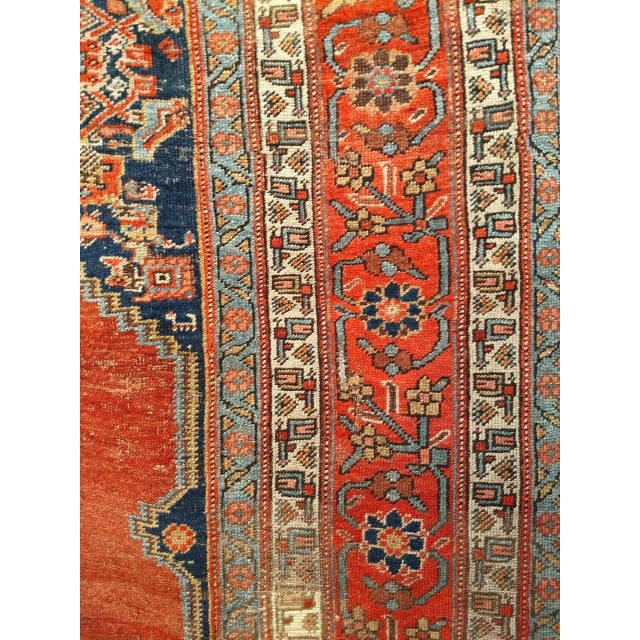 Antique Persian Malayer Rug, Hand-Knotted Wool, Geometric Pattern, 8x12, Terracotta & Navy For Sale - Image 15 of 16