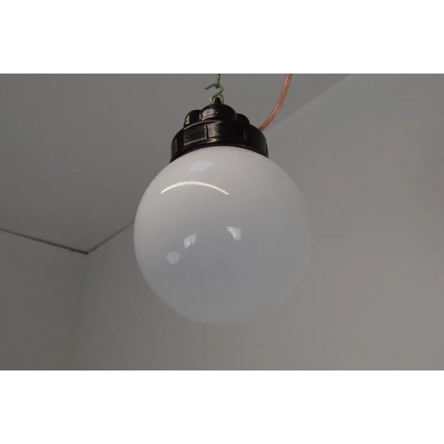 Industrial Glass Pendant, 1950s For Sale - Image 6 of 10