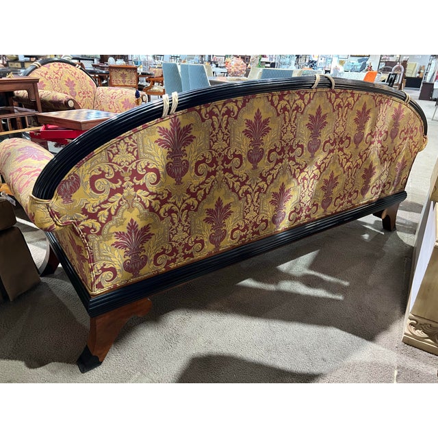 French Mariner Luxury Red Floral Louis XVI "Volga" Sofa For Sale - Image 3 of 4