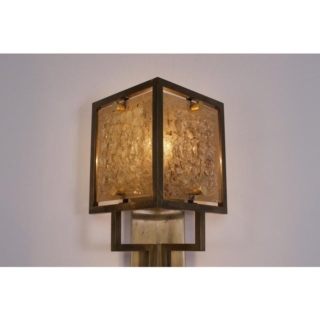 Large Wall Sconces in Brass and Amber Glass, 1980s, Set of 2 For Sale - Image 11 of 14